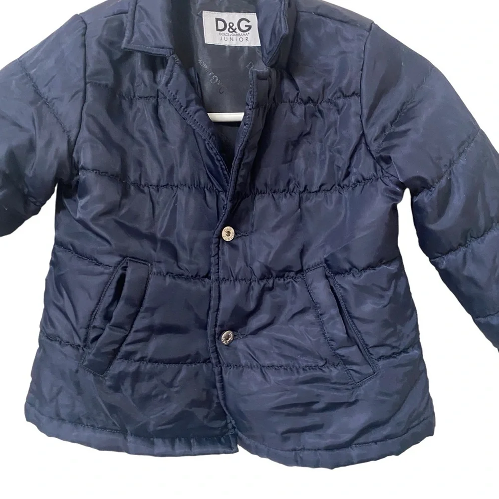Dolce & Gabbana Jacket Boys 3 Junior Navy Long Sleeve Puffer Collared‎